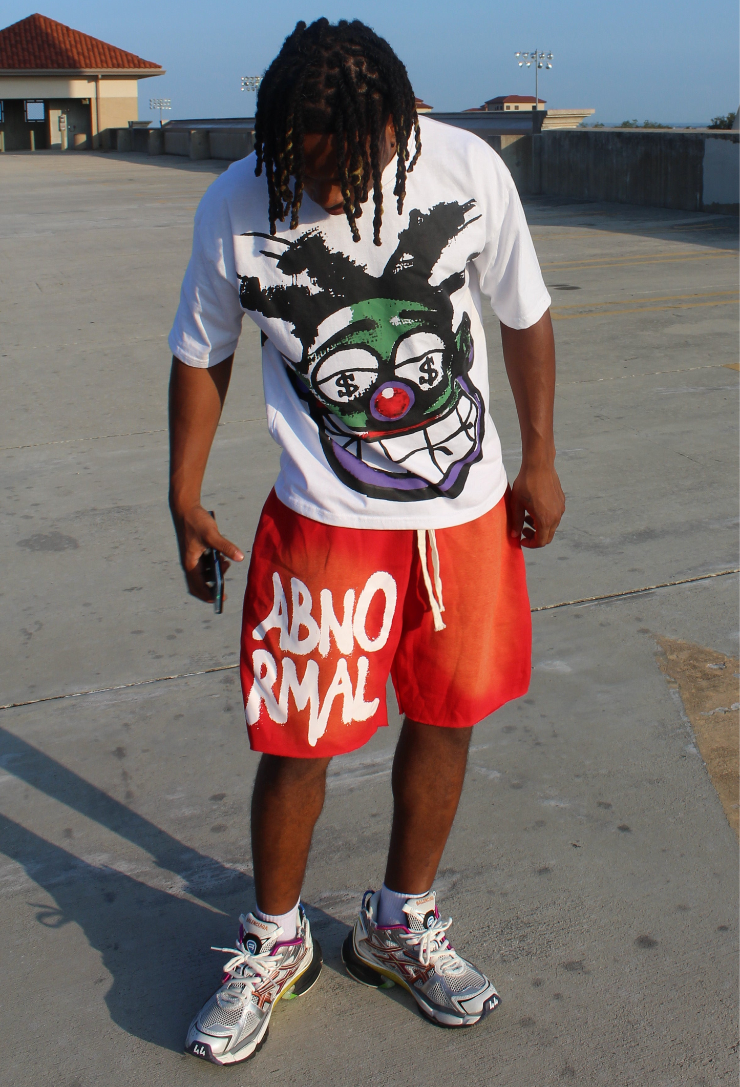 Red Acid Wash Shorts